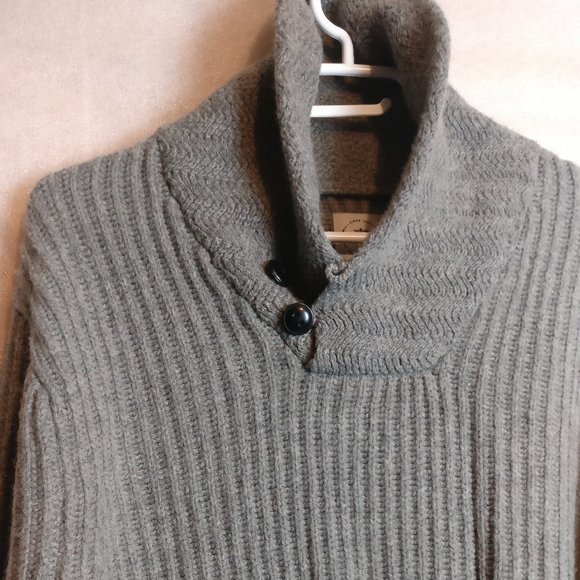 Classic Shawl Collar sweater gray long sleeve sweater size XL - Picture 2 of 10